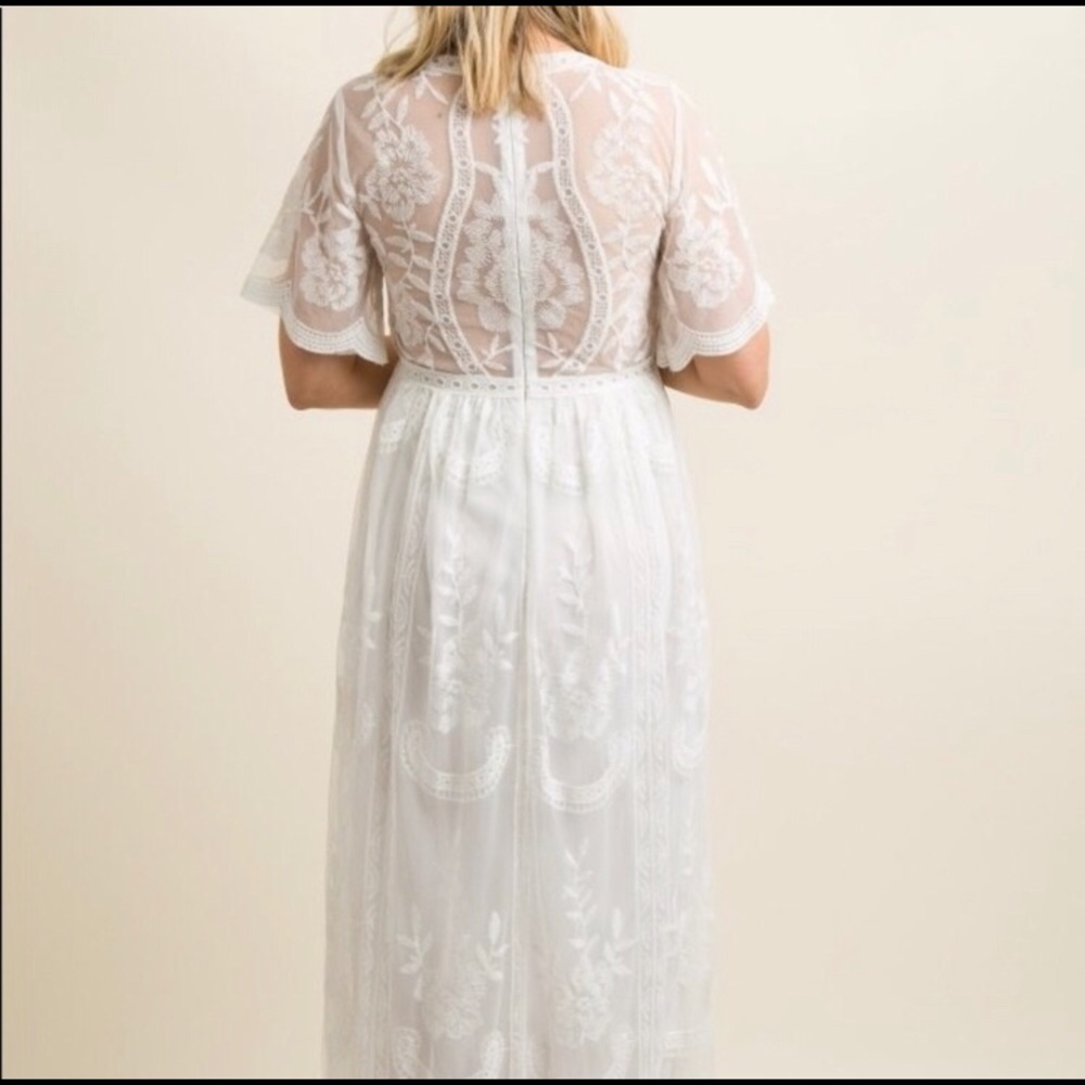 Pink Blush Maternity Lace Maxi
